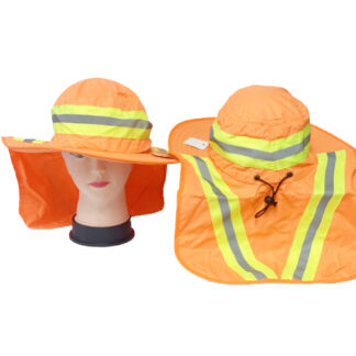 R3215B-Orange Neon Construction Hats with Neck Cover (Sold by the Dozen)