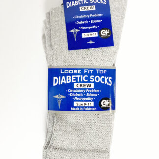 Diabetic Grey Crew Socks 9-11 (Sold by the Dozen)