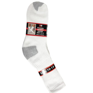 White and Grey Crew Socks 10-13 (Sold by the Dozen)