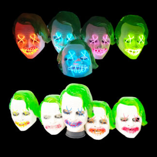 1420-7-LED Light Up Joker Mask (Assorted Colors)