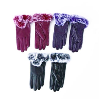 J001-530-Lady Fur Winter Gloves (Sold by the Dozen, Assorted Colors)