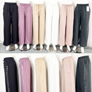 LY0775-Lady's Palazzo Pants with Stones (Assorted Colors & Sizes)