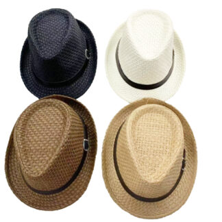 FDH936-Straw Fedora Hat (Sold by the Dozen, Assorted Colors)