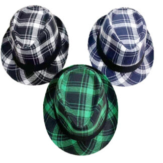 FDH939-Plaid Fedora Hat (Sold by the Dozen, Assorted Colors)