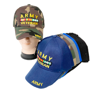 CP1902-Army Veteran Baseball Caps (Assorted Colors, Sold by the Dozen)