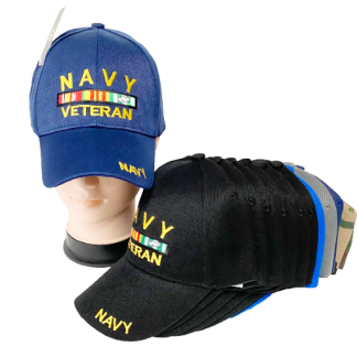 CP1904-Navy Veteran Baseball Caps (Assorted Colors, Sold by the Dozen)