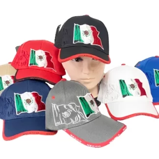 2168-Mexico Flag Hats (Assorted Colors, Sold by the Dozen)