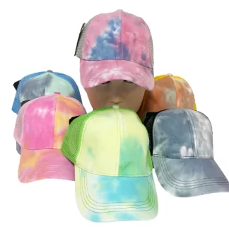 DF2109-Plain Tye Die Summer Baseball Hats (Sold by the Dozen, Assorted Colors)