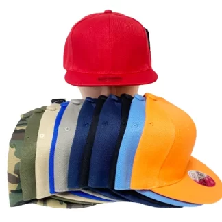 DF3050-Plain Flat-bill Hats (Sold by the Dozen, Assorted Colors)