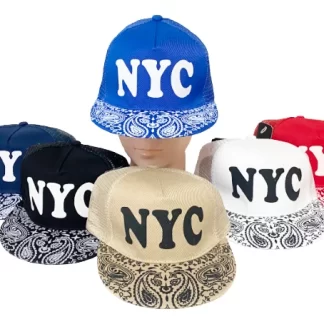 DF573-NYC Summer Flat-bill Hats (Sold by the Dozen, Assorted Colors)