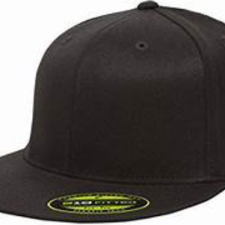 DF1700-Plain Black Flat Bill Hats (Sold by the Dozen)
