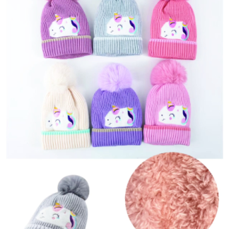 J001-731-Kids Unicorn Thermal Winter Hats (Assorted Colors, Sold by the Dozen)
