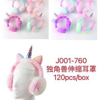 J001-760-Unicorn Ear Muffs (Assorted Colors, Sold by the Dozen)