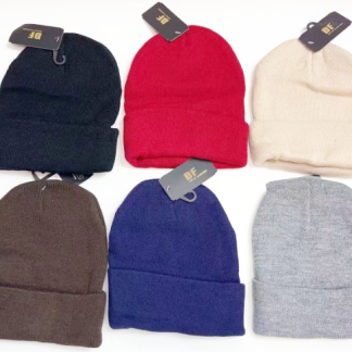U003-35C-Plain Winter Beanies (Assorted Colors and Sold by the Dozen)