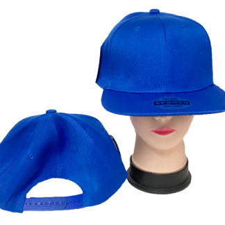 DF1700-Plain Blue Flat Bill Snapback Hats (Sold by the Dozen)