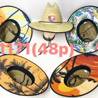 11171-BIG Beach Staw Hat (16inches, Assorted Colors and Styles)