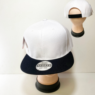 CP24-Plain Snapback Hats-White/Black (Sold by the Dozen)