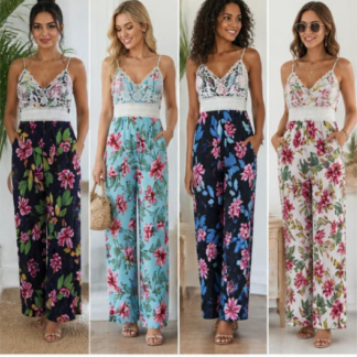 AH2001-1-Ladies Lacey Jumpsuit (Assorted Colors and Sizes)
