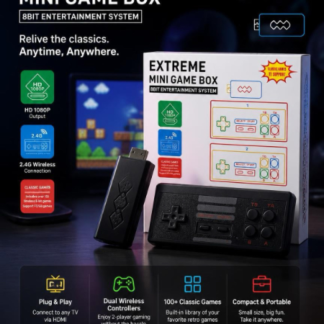 Extreme Mini Game Box with 2 Wireless Controllers, Retro Stick 2.1 for TV with Classic Game Emulator (C003-1064)