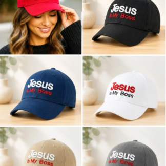 Jesus is My Boss,Christian Hats for Men & Women Baseball Hat, One Size Adjustable Velcro Strap (CP201, Sold by the Dozen, Assorted Colors)