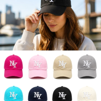 Vintage NY Letter Washed Baseball Hats (CP6198, Sold by the Dozen, Assorted Colors)