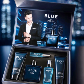 Blue de Paris Cologne Gift Set for Men (5-Piece) – Eau de Parfum, Travel Spray, After Shave Balm, & Shower Gel (V3, 6pc Min, Case Price Available)