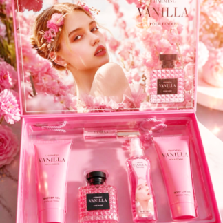Charming Vanilla Pour Femme 5-Piece Fragrance Gift Set for Women (Includes Eau de Parfum, Body Mist, Shower Gel, Body Lotion, & Travel Spray) (V8, 6pc Min, Case Price Available)