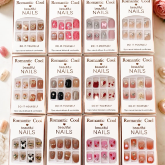 Romantic Cool Beautiful Nails, A versatile series of DIY press-on nail sets designed for quick, salon-style at-home manicures. Each individually packaged set features its own curated color scheme and artistic theme, complete with decorative accents.W001-157